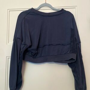 Navy free people free movement cropped sweat top
